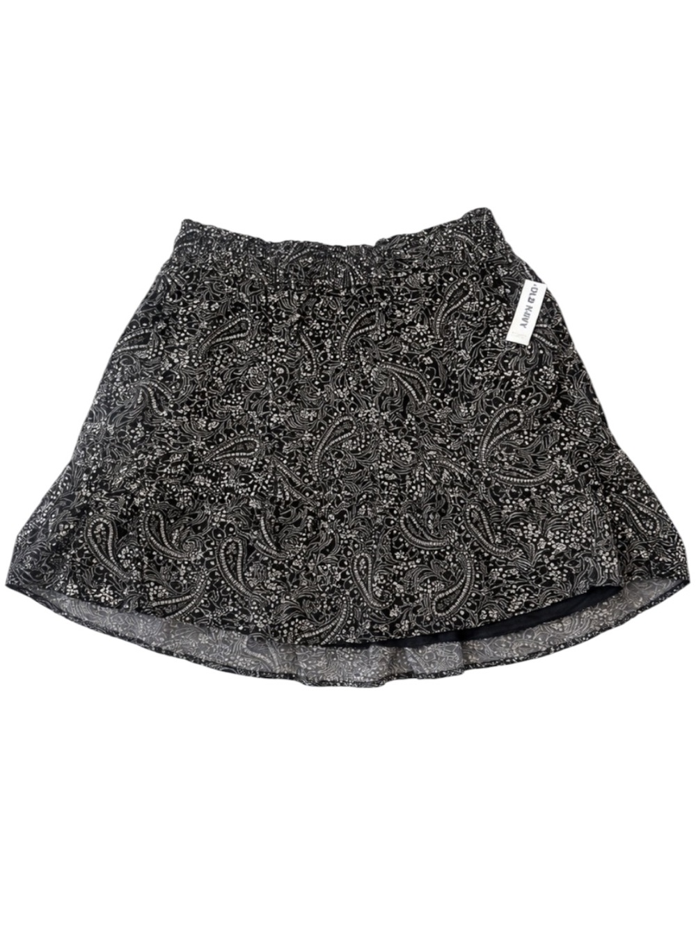 Old Navy Paisley Pull-On Skater Skirt Women’s Large NWT Black White Flowy